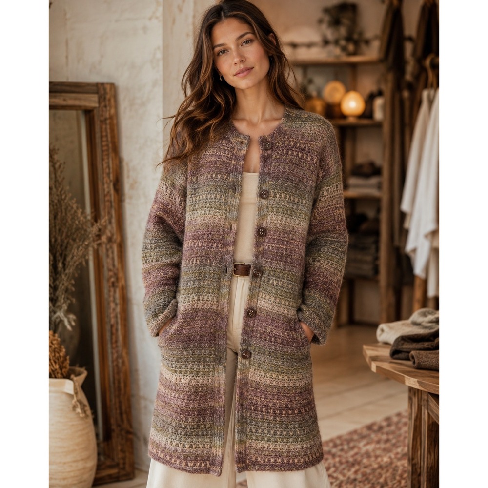 J.Jill Cardigan Sweater Women MP Multicolor Boho Wool Alpaca Blend